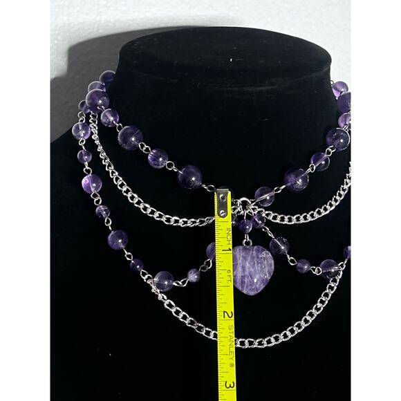 Handmade Amethyst Choker Necklace, 20in Completely Adjustable, With an Extender - Picture 5 of 7